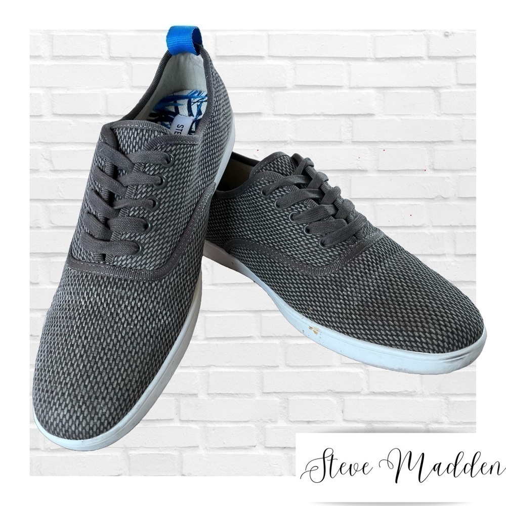 Steve Madden Men's Fauster Gray & White Canvas Sneaker Shoes Size 10 Casual